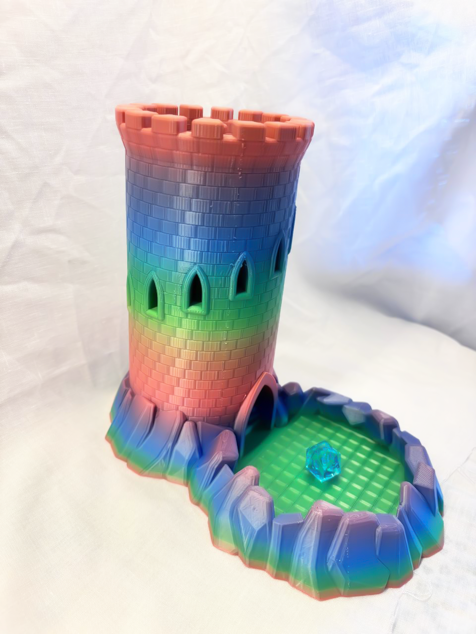 Big multicolored dice tower