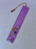 Lilac bookmark with flowers
